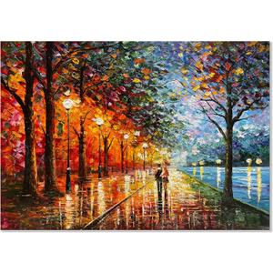 Alenoss Abstract Canvas Paintings 3D Modern Oil Paintings on Canvas 28x40 Inches Contemporary Colorful Wall Art Romantic Couples Blue Artwork for Home Decorations