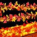 Thanksgiving Decorations Fall Garland with Lights 9Ft Plug in Lighted Thanksgiving Garland with 50 Incandescent Bulbs Fall Decor Lights for Outdoor Indoor Home Party Autumn Fall Harvest Decor(3Packs)