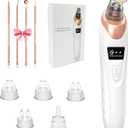 2026 Pore Vacuum, Rechargeable Blackhead Remover Vacuum with 5 Suction Heads, Face Vacuum Pore Cleanse 3 Adjustable Suction Levels, Stainless Steel Tools for Nose Face, At-Home Skincare Kit- White