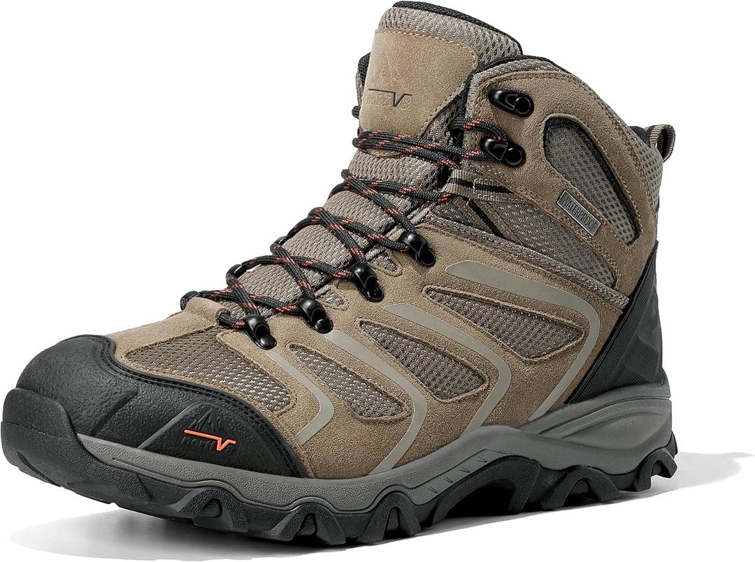 NORTIV 8 Men's Ankle High Waterproof Hiking Boots Outdoor Lightweight Shoes Trekking Trails Armadillo (14 Wide)