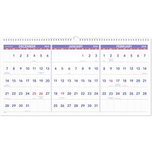 AT-A-GLANCE 2026 Wall Calendar, 24" x 12", Large, Horizontal, 3-Month Reference (PM142826)