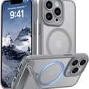 Magnetic Compatible with iPhone 13 Pro Case, [Built-in Kickstand][Full Camera Protection][Compatible with MagSafe][Anti-Fingerprint] Shockproof Phone Case for iPhone 13 Pro 6.1",Grey