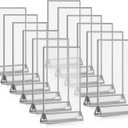 Blulu 12 Pack Acrylic Sign Holder Double Sided Picture Frame Wedding Table Number Stands with Border and Vertical Clear Display Menu Holders for Wedding Party Restaurant(5 x 7 Inch,Silver)