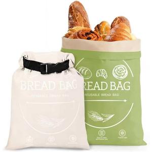 2 Pack Beeswax Bread Bags for Homemade, Reusable Bread Bag for Sourdough, XL-Reusable Waxed Linen Food Storage Bag to Keep Sourdough Fresh, Freezer-Safe, Eco-Friendly (Khai& Green)