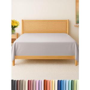 Twin XL Size Flat Sheet - Hotel Quality Top Flat Bed Sheet Only - Ultra-Soft, Comfy, Breathable & Cooling - Fade & Wrinkle Free - Easy-Care, Stain & Shrink Resistant Bedding - Oeko-Tex - Light Grey
