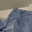 CHARTOU Women Cute Stretch Denim Jeans Ripped Distressed Frayed Hem Denim Pants Tassel Fringe Cropped Jeans (Medium, Blue)