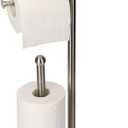 Exilon Toilet Paper Holder Stand for Bathroom Floor Freestanding Toilet Roll Dispenser Storages 4 Reserve Rolls, with Top Storage Shelf for Cell Phone (Brushed Nickel)