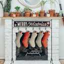 YEAHOME Christmas Stocking Holder Stand, Believe & Snowflake Metal Stocking Stand with Holders for Christmas Decorations, Free Standing Stocking Holder for Fireplace Living Room Xmas Holiday Party