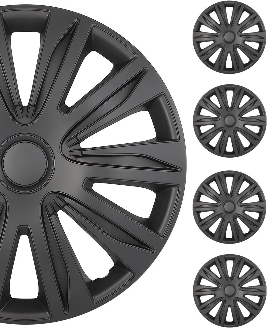 SCITOO 4-Pack Black Matte Wheel Hubcap Fit 17 Inch Tire & Wheels for All Models