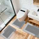 3PCS Thin Bathroom Rugs Set Absorbent Bath Mats Rubber Non Slip Quick Dry Under Sink Mat for Bathroom 16x24 20x24 20x32 inches