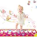 M SANMERSEN Piano Mat - Musical Keyboard Floor Playmat 39.5" Electronic Music Animal Touch Play Blanket Funny Xmas Gift Toy for 1 2 3 Year Old (Purple)