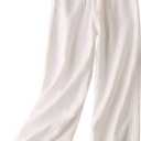 IDEALSANXUN Womens Linen Pants Spring Summer Straight Leg Loose Fit Beach Pants with Drawstring, M