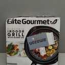 Elite Gourmet EMG-980B Smokeless Electric Tabletop Grill Nonstick, 6-Serving, Dishwasher Safe Removable Grilling Plate, Grill Indoor, Tempered Glass Lid, Adjustable Temperature, 14" Black