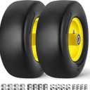 RONPOW 13x5.00-6 Flat Free Lawn Mower Tire and Wheel, 13x5x6 Solid Front Tires for Zero Turn Mower, 500Lbs Load, 3/4", 5/8", 1/2" Bearings, 4.33"-6.73" Hub Compatible with john deere, 2Pack Yellow