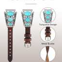 Minyee Leather Band Compatible with Samsung Galaxy Watch 7/6/5/4/FE/Active 2 40mm 44mm/Watch 6 Classic 43mm 47mm/Watch 5 Pro 45mm Band Women, Western Turquoise Boho Vintage Jewelry 20mm Watch Strap