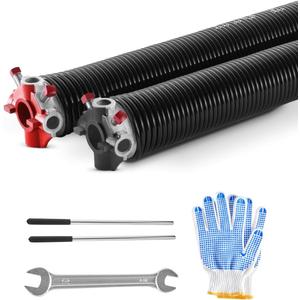 VEVOR Garage Door Torsion Springs, Pair of 0.218 x 2 x 26 in, 16000 Cycles, Electrophoresis Black Coated for Replacement, Garage Door Springs with Non-Slip Winding Bars, Gloves and Mounting Wrench