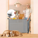 55” Wide No Drill Retractable Pet Gates for Doorways No Drilling Retractable Baby Gate No Drill Retractable Dog Gates for The House 33” Tall Mesh Dog Gate Indoor Retractable Gate Outdoor Baby Gates