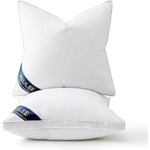 MIULEE 22x22 Feather Down Pillow Inserts with Gusset Bed Pillows,Set of 2 Luxury Fluffy Decorative Throw Pillows for Couch Sofa