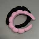 Spa Headbands for Washing Face or Facial, Set of 2 Skincare Headbands, Terry Cloth Headband Wash Combo Pack - Puffy Makeup Washing, Mask, Skin Treatment (Black & Pink)