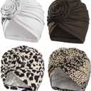 Artilady Stretch Turban Hats for Women - African Knot Headwraps Soft Pre Tied Bonnet Hair wrap Pretied for Black Women (Color Set 7)