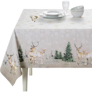 Maison d' Hermine Table Cloth Rectangle Table 100% Cotton 60 x 108 Inches Fall Tablecloth Reusable Everyday Use for Thanksgiving Christmas Decorations Dining Farmhouse Party (Deer in The Woods)
