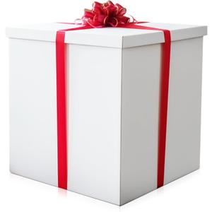 Giant Gift Box White 24x24x24in JUMBO Extra Large Cardboard Decorative Box with Lid for Birthday Surprise, Pregnancy Announcement, Gender Reveal, Valentine's Day, Chinese New Year & Other Celebrations