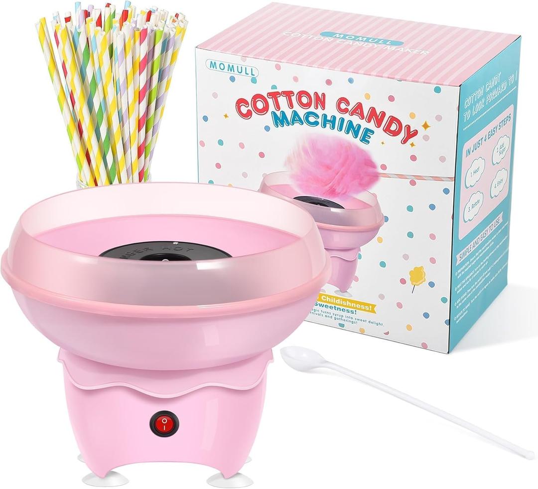 Cotton Candy Machine, Mini Cotton Candy Maker for Kids, Pink Vintage Candy Maker for Christmas Gift, Home, Birthday Family Party, Includes 20 Cotton Candy Sticks & Sugar Scoop