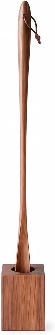SASAHARA Shoehorn Maru 30.3 Inch with Kaku Stand, Long Handle, Wooden Shoehorn, Made in Japan, Shoehorn, Brown Color,Walnut Wood
