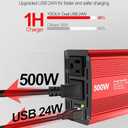YSOLX 500W Power Inverter 12V to 110V for Vehicles with Dual Fast Charging 24W USB and 2 AC Outlets, Ideal for Road Trips, Camping, and Vehicle Power Needs