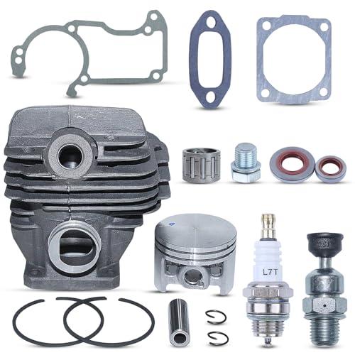 Adefol Cylinder Piston Kit for Stihl 026 MS260 Series Chainsaw, Nikasil 44.7mm Cylinder Kit + Piston + Gaskets + Oil Seals + Spark Plug + Decompression Valve Spare Parts Kit 16 in 1# 1121 020 1217