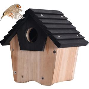 Wooden Bluebird House,Hanging Birdhouses for Outside with Predator Guard,Outdoor Wild Bird Box House,Nesting Box Birdhouse for Outside for Garden/Backyard/Courtyard Bird Products