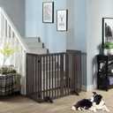 unipaws 36" H Free Standing Pet Gate for Dog Cat, Tall Wooden Dog Gates for Doorway, Stairs, Foldable Pet Fence for The House, Expandable Dog Barrier, Indoor Use, Espresso