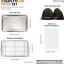 Air Fryer Basket for Oven, Stainless Steel Air Fryer Tray for Oven with Mini Silicon Mitts & Parchment Papers, Oil-Free Healthy Cooking & Baking, Dishwasher Safe