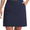 baleaf Women's 18" Golf Skorts Skirts Pockets UPF 50+ Zipper Quick Dry Casual Work Skort Travel, Navy Blue XL 