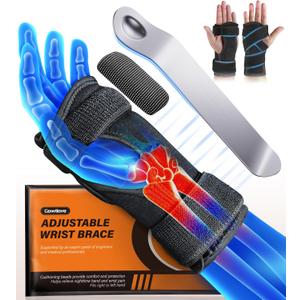 Carpal Tunnel Wrist Brace with Magnetic Therapy Pad, Extra-Long Adjustable Strap Wrist Support Splint Fits Both Left Right Hand, Hand Brace Night Support for Arthritis Tendonitis Pain Relief