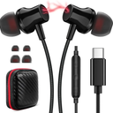 USB C Headphones for Samsung S25 Ultra S24 S23 Fe, Type C Earphones with Microphone for iPhone 17 Air 16 15 Pro Max Plus HiFi Stereo Magnet Case in Ear Wired Earbuds for Galaxy S22+ Flip Pixel 10 9 8