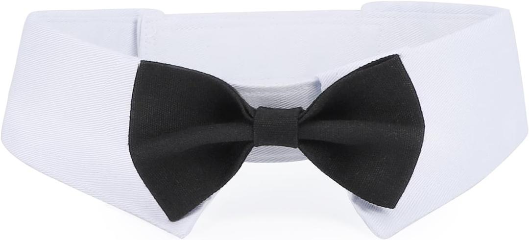 Segarty Dog Bow Tie for Neck Girths 16.5-21.2 in, Adjustable Bowtie Collar for Extra Large Dogs, Dog Neck Tie Tuxedo Comfortable Cotton Boy Pets Grooming Accessories for Wedding Holiday Birthday Party (XL, black)