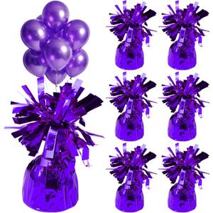 6 Pcs Balloon Weights Metallic Anchor Balloon Holder for Helium Balloons Heavy Table Weights Graduation Party Christmas Wedding Celebration Decoration (Purple)