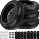 13 Inch Flat Free Wheels Tires 4.00-6 Solid Replacement with Universal 5/8" Axle Bore Hole, 16 Spacers and 8 Pins, for Wheelbarrow, Garden Wagon, Hand Truck, Trolley, Lawn Mower, 4 Pack