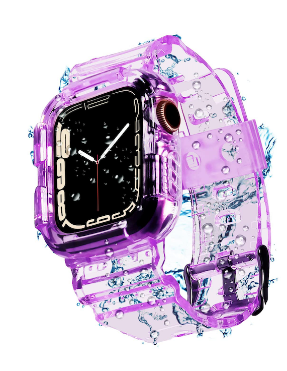 Blingbrione Clear Band Compatible Apple Watch Women 38mm 40mm 41mm 42mm 44mm 45mm 46mm Men,Transparent Jelly Soprt Strap with Cover Case Protector for iWatch Series 10 9 8 7 6 5 4 3 2 1 SE Blue Pink White Fluorescent Green