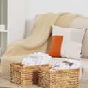 StorageWorks Wicker Basket, Baskets for Organizing, Storage Basket with Built-in Handles, Water Hyacinth Shelves (Medium 2-Pack, Natural Hyacinth) (13"D x 8"W x 7"H)