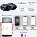 Wireless Hidden Camera Clock, 1080P HD Nanny Cam with Auto Night Vision for Home Monitoring, Indoor Motion Detection & Phone Alerts, 24H Display, Rechargeable Battery