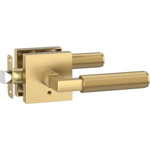 Asidrama 1 Pack Champagne Bronze Privacy Door Handles, Door Lever with Door Knobs Indoor for Bedroom or Bathroom, Heavy Duty Door Handles Interior with Locks for Left Right Sided Doors