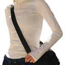 Womens Long Sleeve Turtleneck Shirt Crop Basic Tops Slim Fitted Top Going Out Y2K T Shirts (White, S)