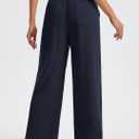 Libin Women's Wide Leg Cotton Linen Pants (Blue, XXL)