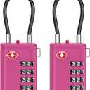 Puroma TSA Approved Luggage Travel Locks with Open Alert Indicator, 4 Digit Combination Resettable Code Zinc Alloy Lock for Suitcase, Backpack, Bag, Toolbox, Locker (2 Pack, Rose Red)