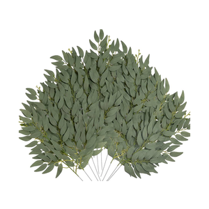 36pcs Artificial Italian Ruscus Greenery Stems 21" Faux Greenery Picks Silk Willow Leaves Stems Hanging Spray for Wedding Arch Bridal Bouquet Table Centerpieces Crafts Vase Filler Home Decor
