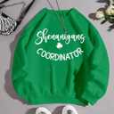 Merry Christmas Sweatshirts Women Jolly Crewneck Pullover Top Chenille Patch Stripe Letter Printed Xmas Gifts (Green, M)