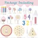 Wooden Birthday Party Cake Play Food Sets for Toddler 2 3 4 5 Year Old Girls Boys Kids Kitchen Accessories Pretend Play Toy Gift Educational Toys