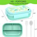 OZONOG Bento Box for Kids, Bento Lunch Box for Girls & Boys, 3-Compartment Non-BPA Lunch Container with Utensils, Microwave & Dishwasher Safe, Ideal for Meal Prep & School (green)